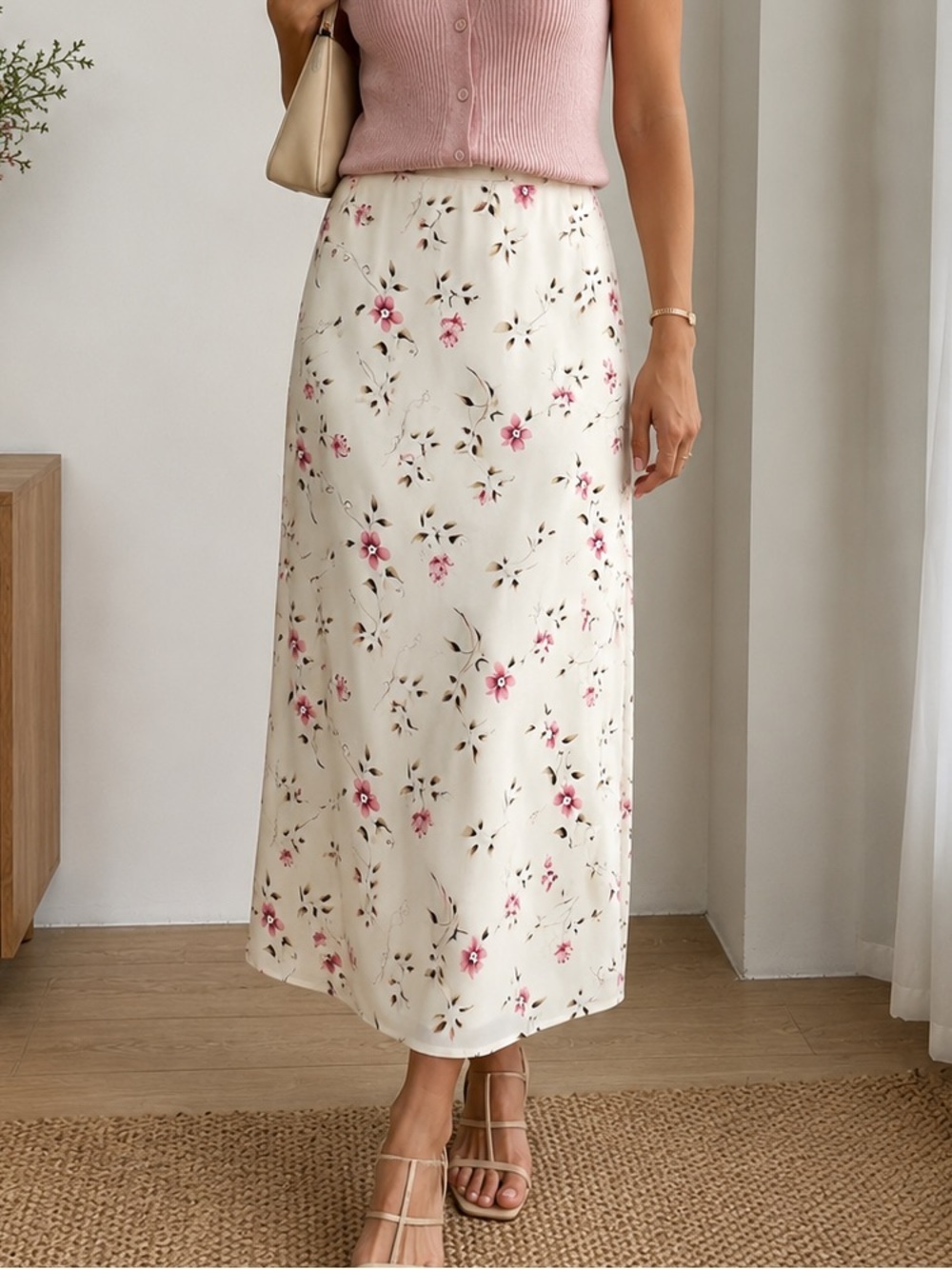 Vintage Petite Sophisticate 100% silk floral lined skirt size 6